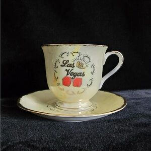 Vintage 60’s Las Vegas Elegant Gold and Yellow Teacup and Saucer Set